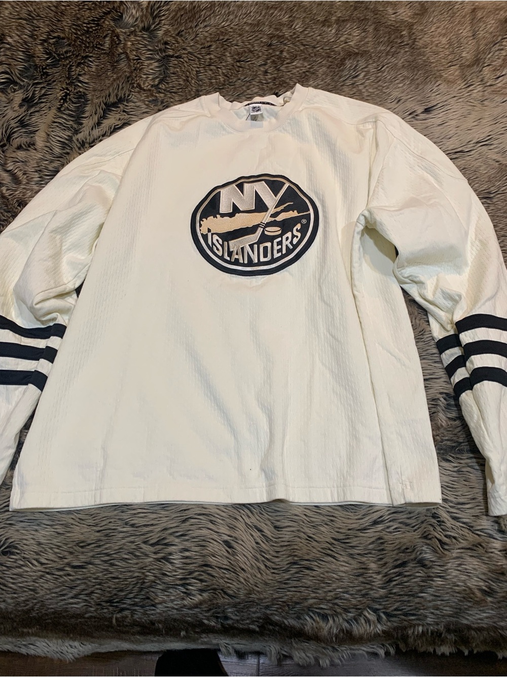 Adidas New York ISLANDERS LONG SLEEVE jersey style SWEATSHIRT Size L